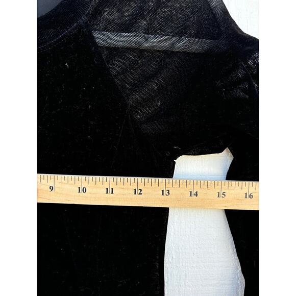 theyskens + theory Black Mini Dress, Sheer Sleeves, Sz P / TP - Picture 5 of 7